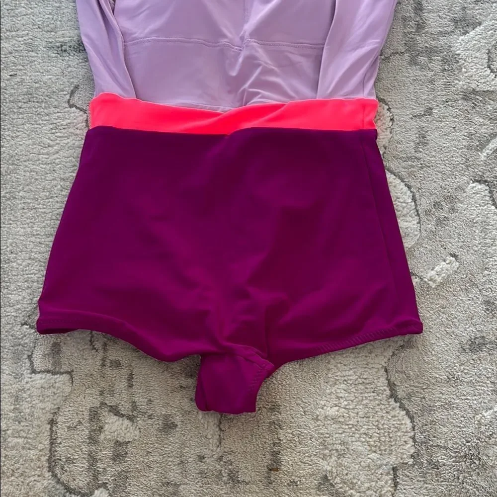 Purple and Pink One Piece Swimsuit with Supportive Fit